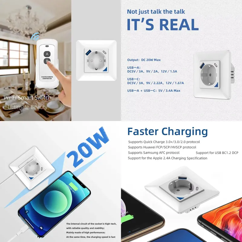 Wifi Smart Plug - مقبس ذكي للحائط بمعيار الاتحاد الأوروبي